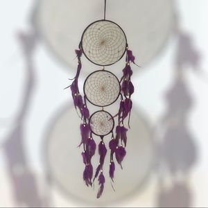 Large purple feathered dream catcher